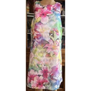 DR Collections Floral Sleeveless A Line Dress Polyester multi colored 12P